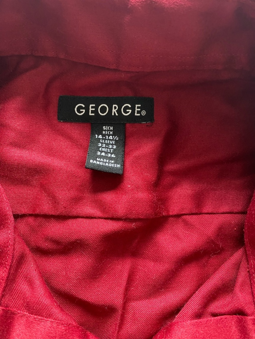 George Red Satin-Look Button-Up Shirt - Picture 3 of 6